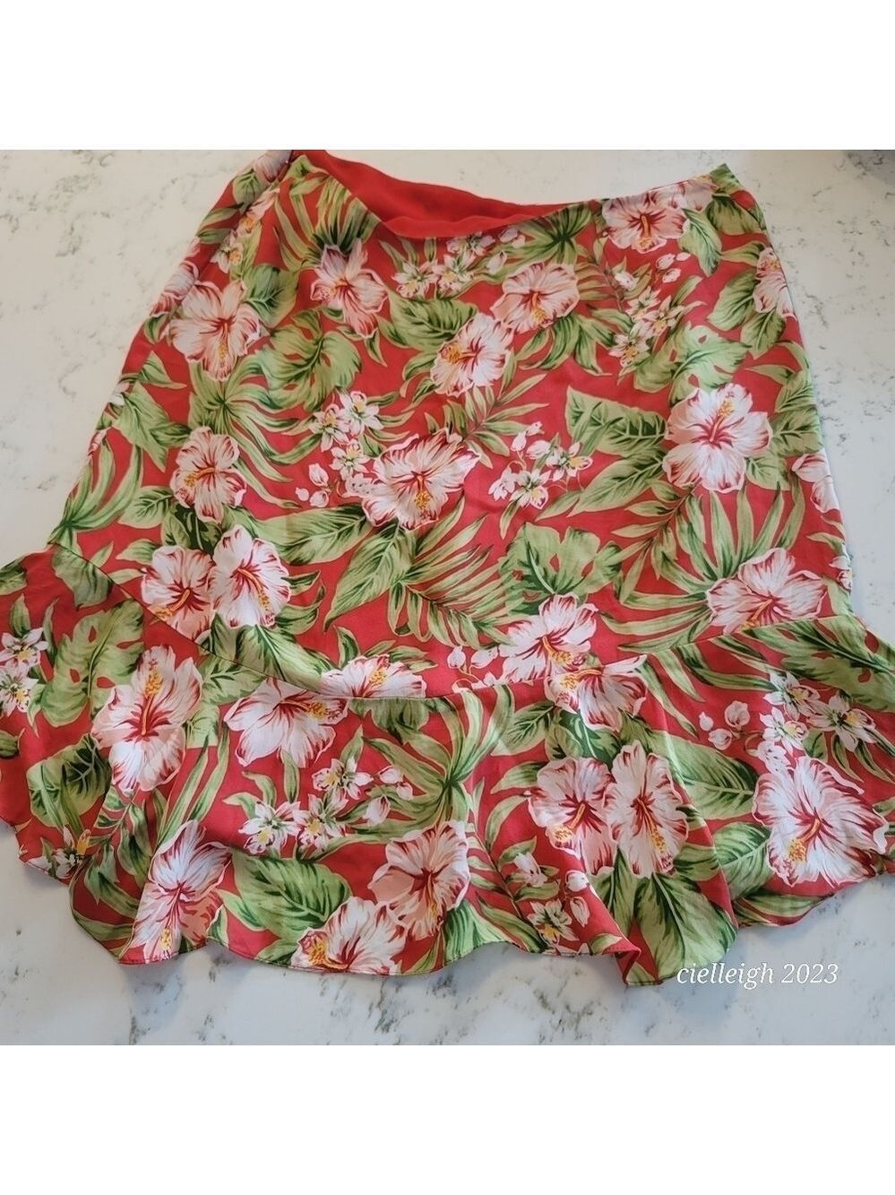 Jones New York Tropical Print silk skirt